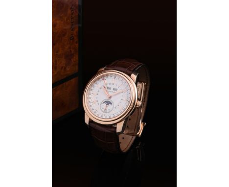 Y BLANCPAIN, LE BRASSUS COMPLETE CALANDAR GMT, REF. 4276-3642A-55BAN 18 CARAT GOLD CALENDAR WRISTWATCH WITH MOONPHASE AND DUA