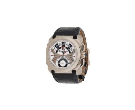 Y GERALD GENTA, OCTO CHRON QUATTRO RETRO, REF. OQC.Z.60.580.CN.BDAN 18 CARAT WHITE GOLD CHRONOGRAPH WRIST WATCH WITH DATE, NO