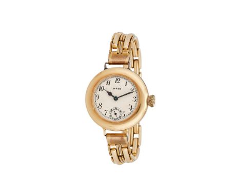 ROLEX,AN 18 CARAT GOLD WRIST WATCH, NO. 5908, CIRCA 1915Movement: Manual wind, 15 jewelsCase: 18 carat gold wrist watch, scre