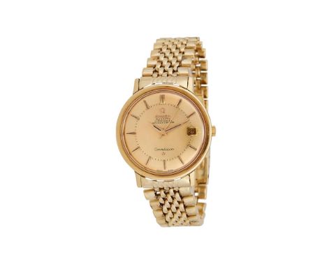 OMEGA, CONSTELLATION, REF. 168004/14A GOLD COLOURED BRACELET WATCH WITH PIE PAN DIAL AND DATE, CIRCA 1965Movement: Cal. 561, 