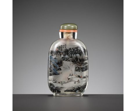 AN INSIDE-PAINTED GLASS SNUFF BOTTLE BY CHEN ZHONGSAN, DATED 1911  Exhibited: International Chinese Snuff Bottle Society Conv