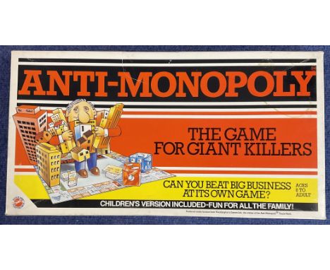 Anti-Monopoly The Game for Giant Killers. Produced in 1984 in the Netherlands. By peter pan playthings LTD. All contents insi