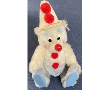 Steiff Teddy Bear Clown. 2006. Limited edition retired No 00766 of 2,006. Has top half white bottom half light blue with two 