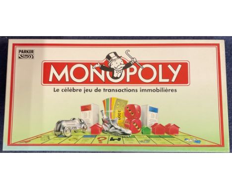 Monopoly game. French Edition. Produced in 1992 in Ireland. All contents inside unopened wrappers, box in used and faded cond