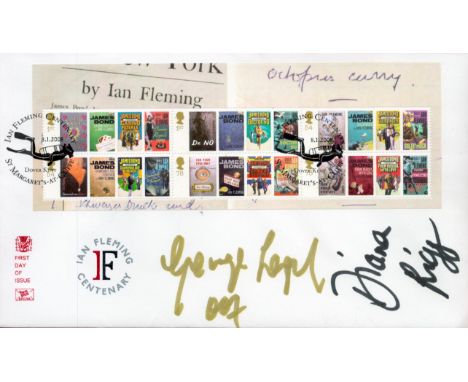 George Lazenby and Diana Rigg, an Ian Fleming Centenary FDC, celebrating the centenary of his birth. Signed by both actors wh