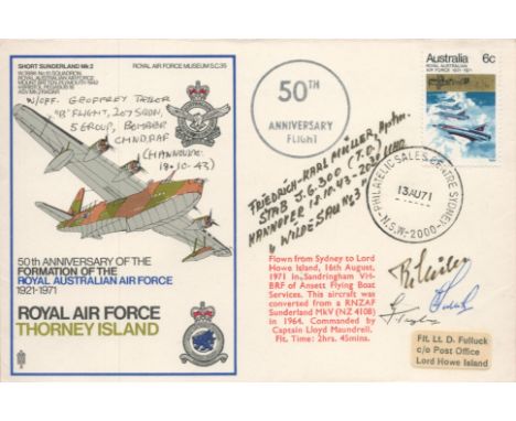 WW2 Luftwaffe Friedrich Karl Muller signed Short Sunderland cover, also signed by W/O Geoffrey Taylor 207 sqn and three RAF p