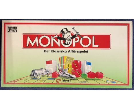 Monopol Swedish. Monopoly game in Swedish Language Edition. Produced in 1993 in Ireland. All contents inside open used condit