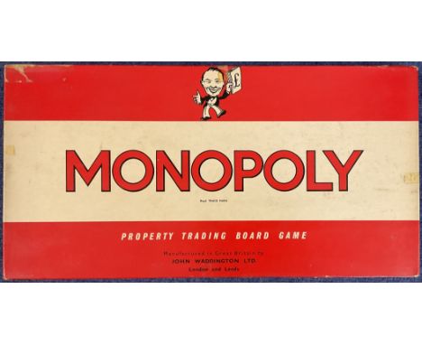 Monopoly game. Monopoly Property trading board game. Produced in Great Britain by John Waddington LTD. All contents open and 