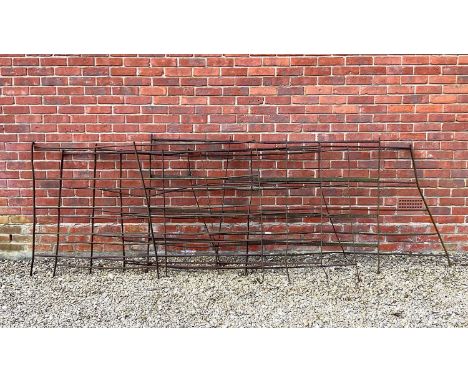 A set of five 6' Estate cast iron fencing panels 182cm wide x 3cm deep x 107cm high together with a further fencing panel, 18