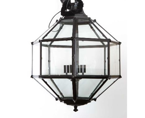 A contemporary black painted octagonal hall lantern 67cm wide x 90cm highCondition report: Very minor marks and occasional di