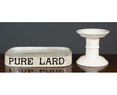 'Pure Lard' a 1920's ceramic low dish by Parnall &amp; Sons Limited, Bristol, 39.5cm wide x 29cm deep x 6cm high together wit