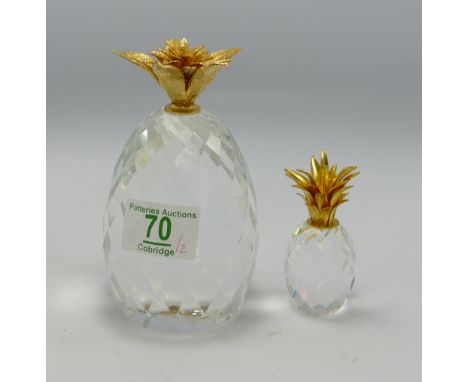 Swarovski type  crystal pineapple: height 13cm together with smaller similar item(2) 