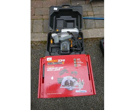 Power G branded circular saw: together with boxed battery Workzone branded similar item(2) 