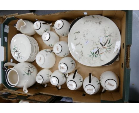 Royal Doulton Bamboo Patterned 26 piece tea ware: no side plate or teapot lid 