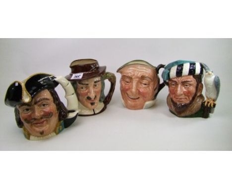 Royal Doulton Large Character Jugs: Capt Henry Morgan D6467,  Farmer John, Izaak Walton ' Complete Angler D6404 &amp; The Fal