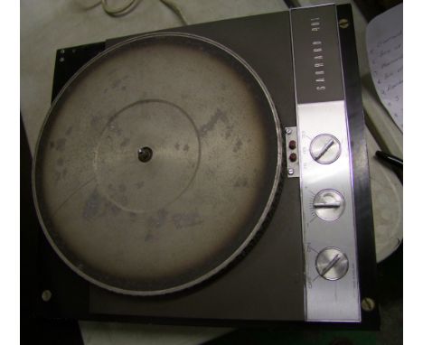 Garrard 401 Turntable: base unit only, no arm, together with pair of vintage speaker cabinets (no speakers) 