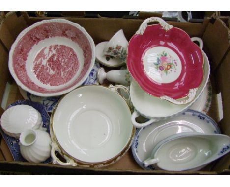 A mixed collection of item to include: Coalport floral decorated items, Wedgwood dish etc 