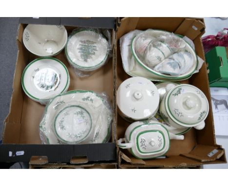 A collection of Spode Christmas Tree Decorated dinnerware to include: Tureens, Tea Pot, Cups, Saucers, Open Veg Dishes, Dinne