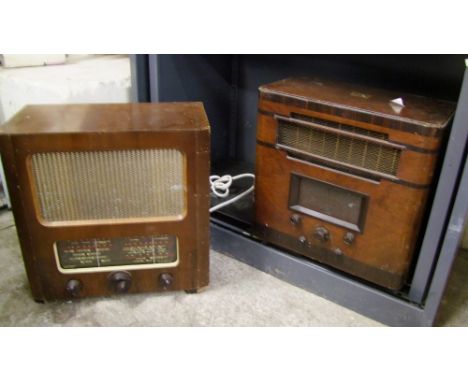 His Masters Voice Vintage Wooden Radio: together with similar item (2) 