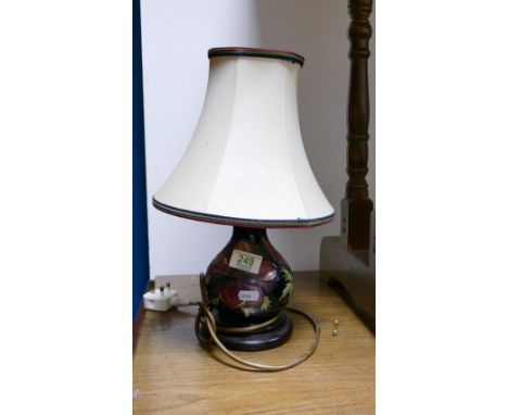 Moorcroft Clematis on blue ground lamp base: height inc shade 38cm 