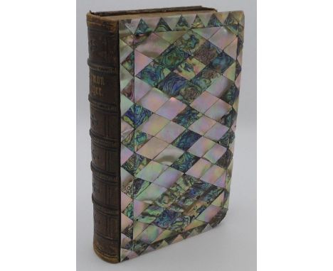 Book of Common Prayer in a Victorian binding, mother of pearl lozenges front and back, tooled brown leather spine with gilt t