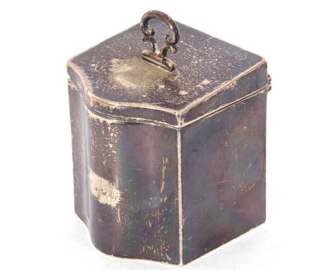 George V silver small caddy in the form of a Georgian knife box, Birmingham 1919, maker's mark Synyer &amp; Beddoes, 7.5 x 6.