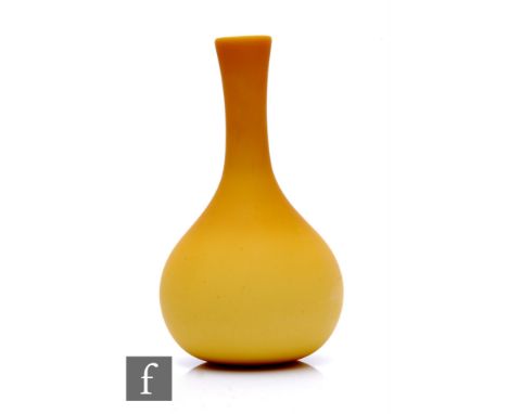 A 19th Century satin cased glass vase of globe and shaft form, graded amber over opal, ground pontil, possibly by Webb of Sto
