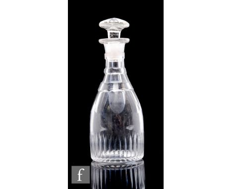 An 18th Century miniature oil or saucer bottle circa 1790 to 1800, in the form of a shoulder decanter with basal cutting, sho