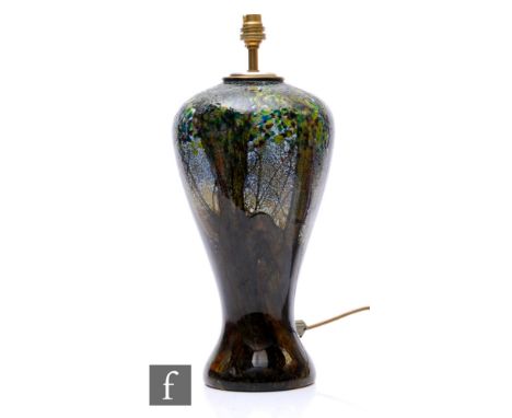 A contemporary Michael Harris for Isle of Wight studio glass Undercliff Day lamp base, of inverse baluster form, with stylise
