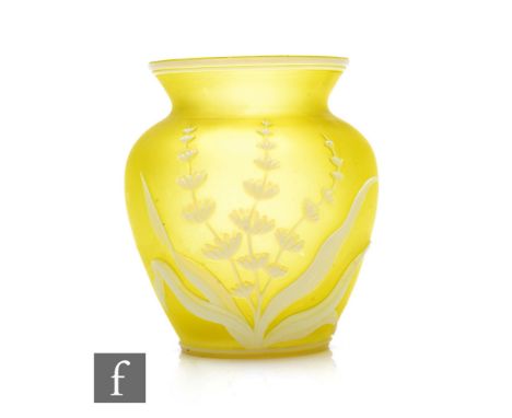 A late 19th Century Stourbridge Cameo Glass vase by Thomas Webb &amp; Sons of inverse baluster form, globe form with everted 