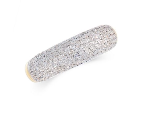 A DIAMOND BOMBE  RING in 18ct yellow gold, in mini bombe design, set with 0.98 carats of pave set round cut diamonds, stamped