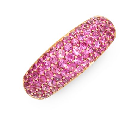 A PINK SAPPHIRE JULIA DRESS RING, ADLER in 18ct yellow gold, set with five rows of round cut pink sapphires, signed Adler, fu