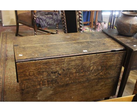 A 19th Century drop leaf table, oak side table, copper vase, coat rack and a vintage typewriter 