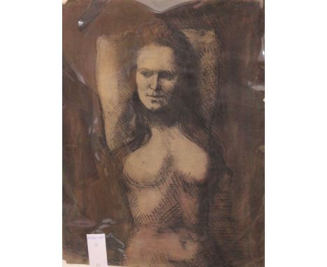 20th Century School Portrait of a ladyPastel55 x 42cm, together with a study of a nude 