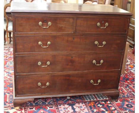 A Georgian mahogany chest of drawers two short and three long graduated drawers on bracket feet 106cm high, 120cm wide, a set