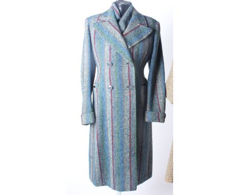 A 1940s Norton & Sons tweed wool coat, with matching skirt and scarf. UK size 12/14 approx. A 1950s musquash fur jacket, UK s