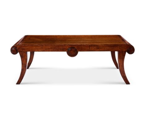 AN OAK BENCH TABLE IN THE REGENCY STYLE  20TH CENTURY  After the Manner of Marsh and Tatham, with roundels to the sides and s
