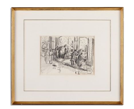 RIK WOUTERS (BELGIAN 1882-1916) RUE D'AMSTERDAM Charcoal  18.5 x 26cm (7¼ x 10 in.) Provenance: Gifted by King & Queen of Bel