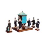 A CHINESE SANCAI GLAZED MODEL OF A SEDAN CHAIR AND ATTENDANT FIGURES, MING DYNASTY