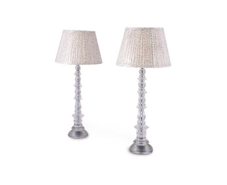 A PAIR OF CLEAR PERSPEX 'SPRING' LAMPS  BY MARIANNA KENNEDY  55cm high incl. fitting, 13cm wide   Saleroom Notice: Please not