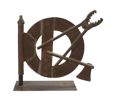 Quincaillerie weathervane shop sign, the hardware sign with tools forming the weathervane 52.5cm wide 
