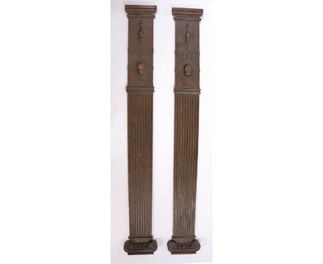Large Pair of Late Elizabethan / James I Oak Architectural Pilasters, English, circa 1600 – 1620. The pair of pilasters havin