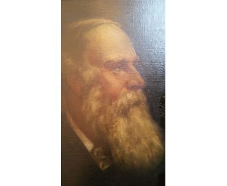 Oil on canvas, bearded gentleman's portrait in profile, unsigned, 30.5 cm x 36 cm (frame 50 cm x 45 cm) (overpainted parts?)
