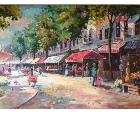 Contemporary oil painting on canvas, colourful street scene with figures, 62cm x 91.5cm
WE CAN SHIP THIS ITEM WORLDWIDE:
UK: 