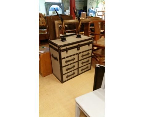 Large storage trunk, linen case 76 cm high, 80 cm wide, depth 40 cm (drawers open and top lifts to reveal storage area)
