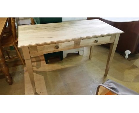 High quality hand made two-drawer desk, in solid mango (wax or varnish or could be painted). 76 cm high, 122 cm wide, 61 cm d