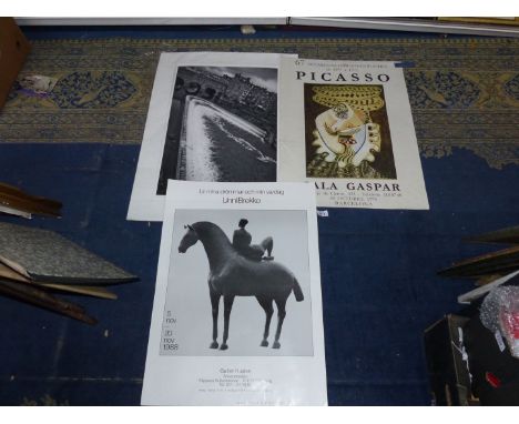 A Picasso poster, a Unni Brekke poster and a Leon Dashwood photographic print.