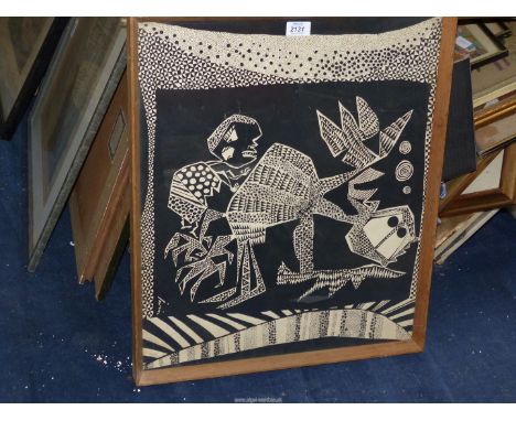 A Susanne Wenger (Austrian) signed print from the Iwin Series.