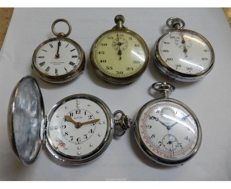 A fob-watch type pedometer by Negretti &amp; Zambra, London, requires attention., an R.N.I.B. crown-wound pocket watch for th