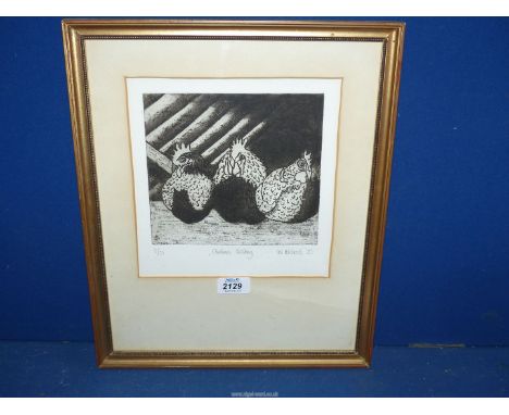 A Cal Hitchcock limited edition print 'Chickens Roosting' 1987.
